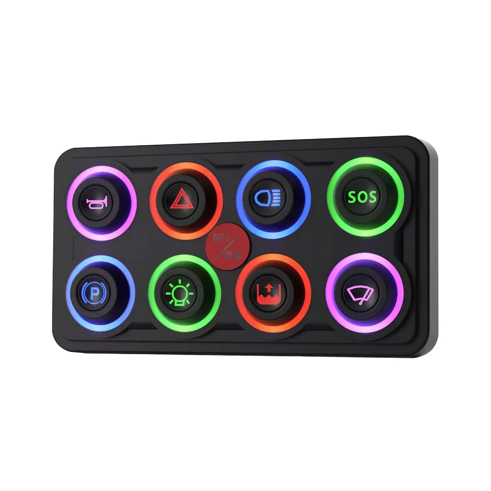 4 Modes 8 Colors Backlight LED Waterproof Switch Panel 12V 8 Gang 60A IP68 Automotive Circuit Control Relay Box