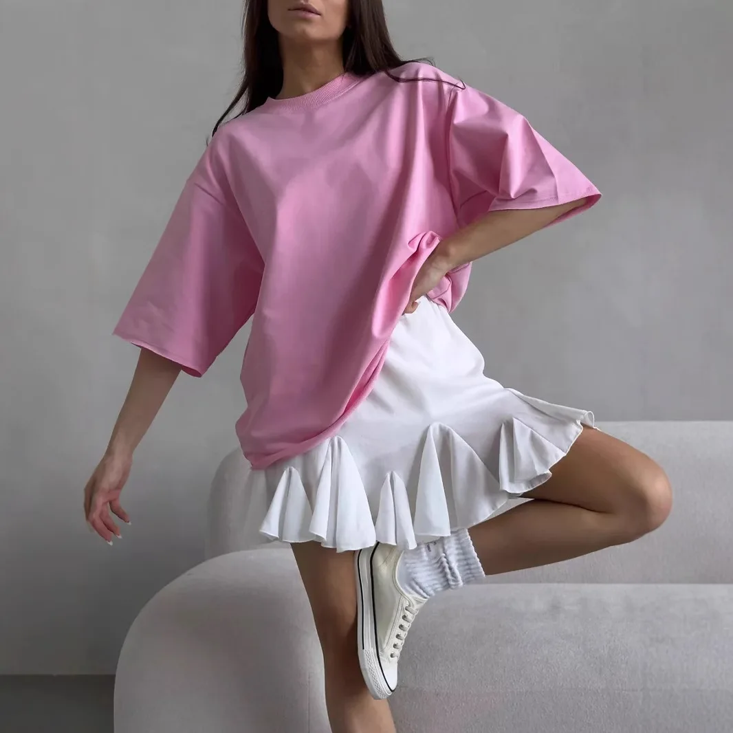 

Повседневная женская круглая футболка Ne ort Sve из махровой ткани, потертая модная женская футболка длиной пяти четвертей све