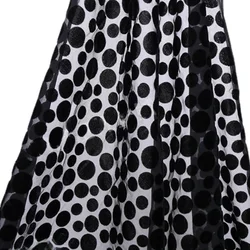 1meter Black Polka Dot Jacquard Velvet Fabric African Lace Brocade Burnout Velour Fabrics for Sewing DIY Clothing 114cm Width