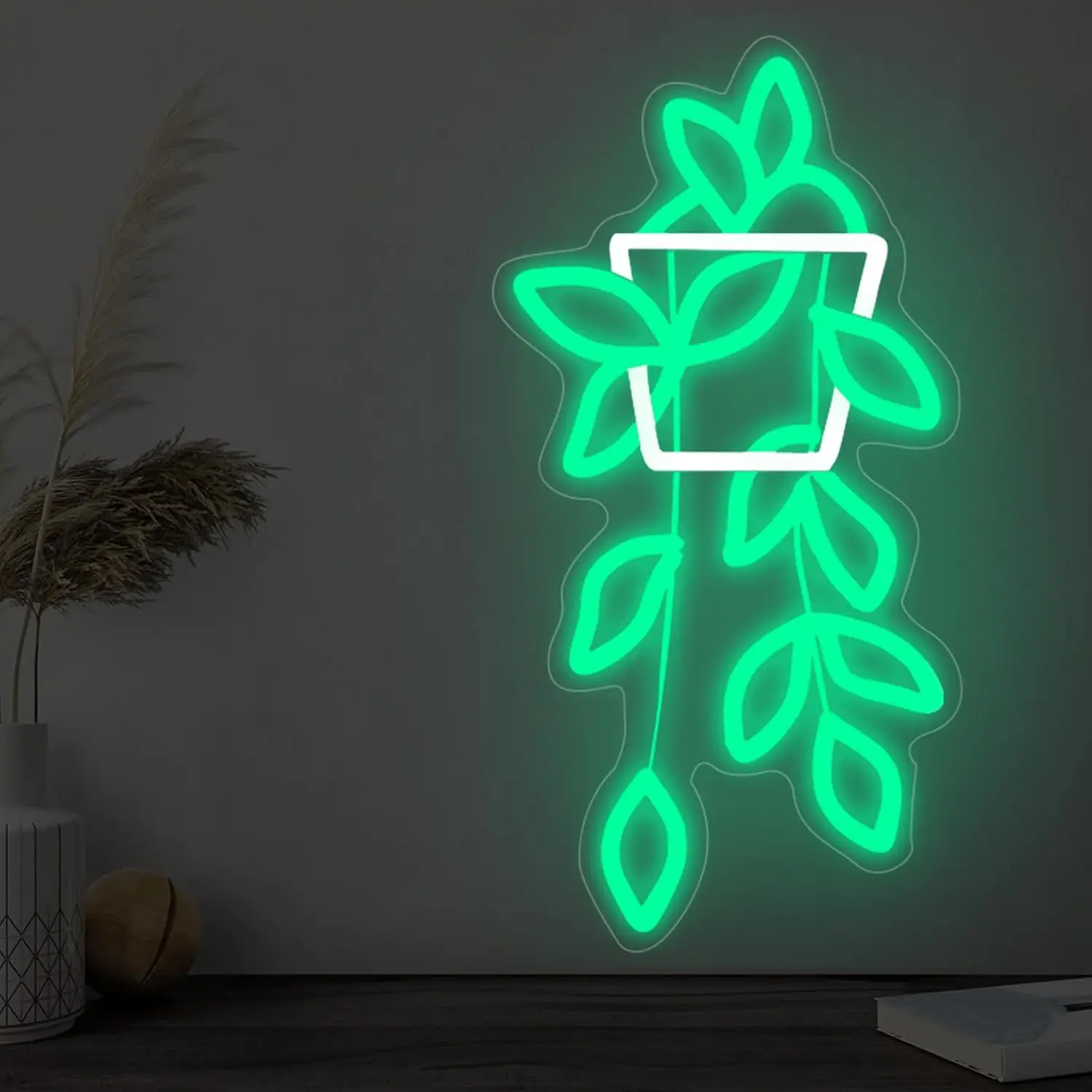 زهور النيون لتزيين الحائط عكس الضوء الأخضر النيون غرفة المعيشة شرفة غرفة نوم مكتب مقهى ديكور USB الطاقة ضوء الليل هدية