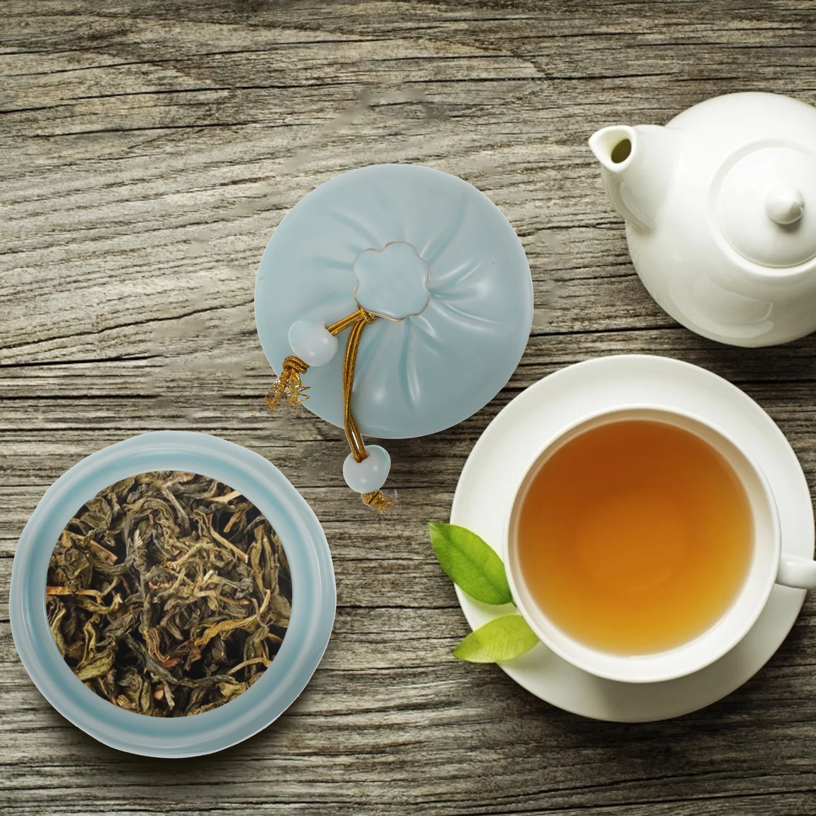 

1Pcs Sky-Blue Ceramic Storage Jar Airtight Seal Container for Tea Leaves Candy Aroma Materials Household Food Preservation