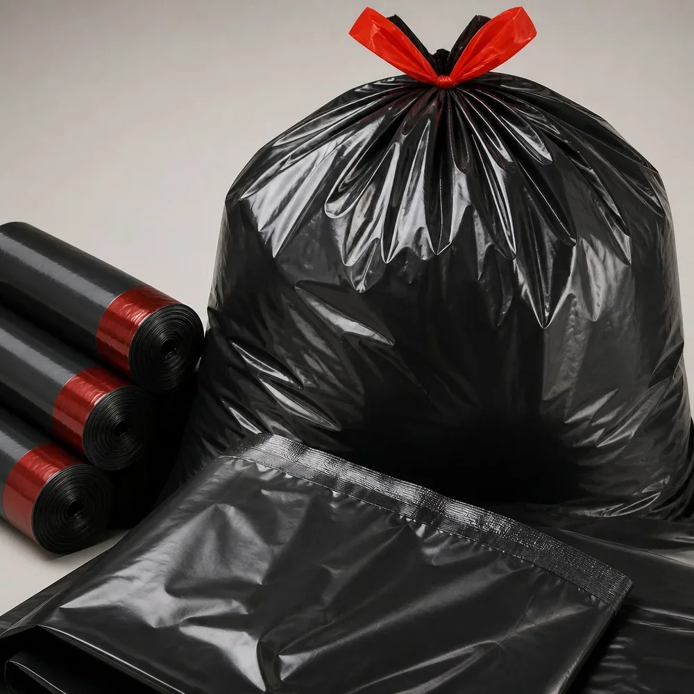 Müllbeutel Schwarz Groß 1 Rolle 50 Beutel für Zuhause, Küche, Bad, Büro, Abfalleimer, Müllsäcke und tägliche Reinigungszubehör – Detail 5
