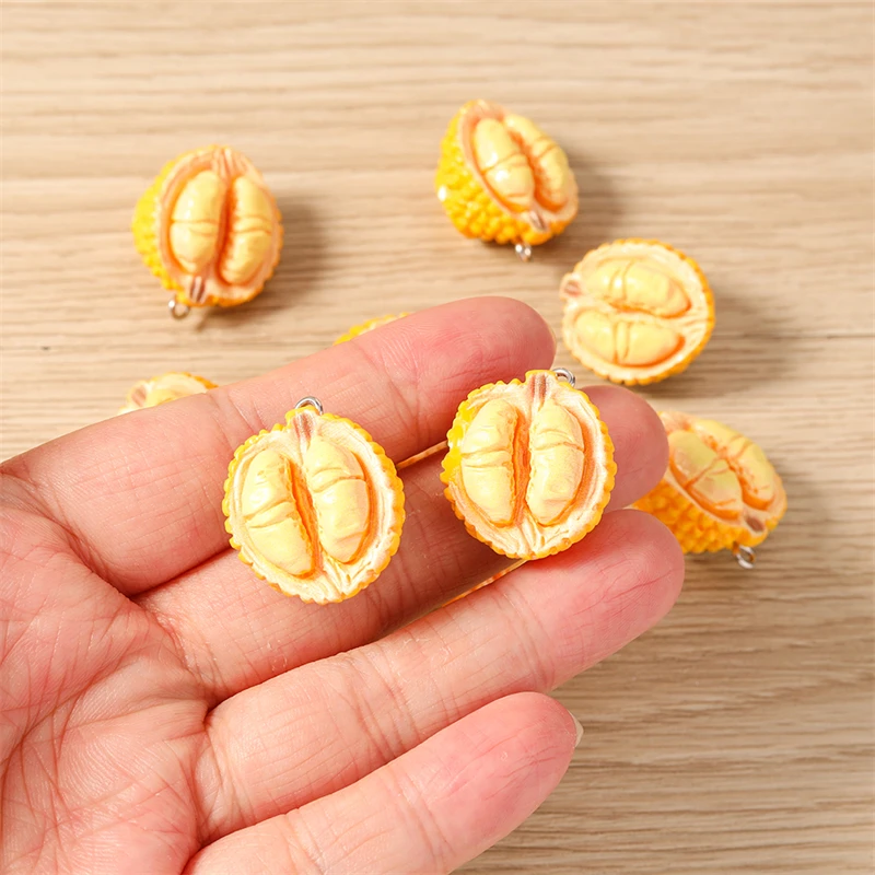 10 Stück 21x25mm Niedliche Gemischte Harz-Frucht-Durian-Anhänger für Schmuckherstellung Halsketten Ohrringe Armbänder DIY Bastelzubehör – Detail 3