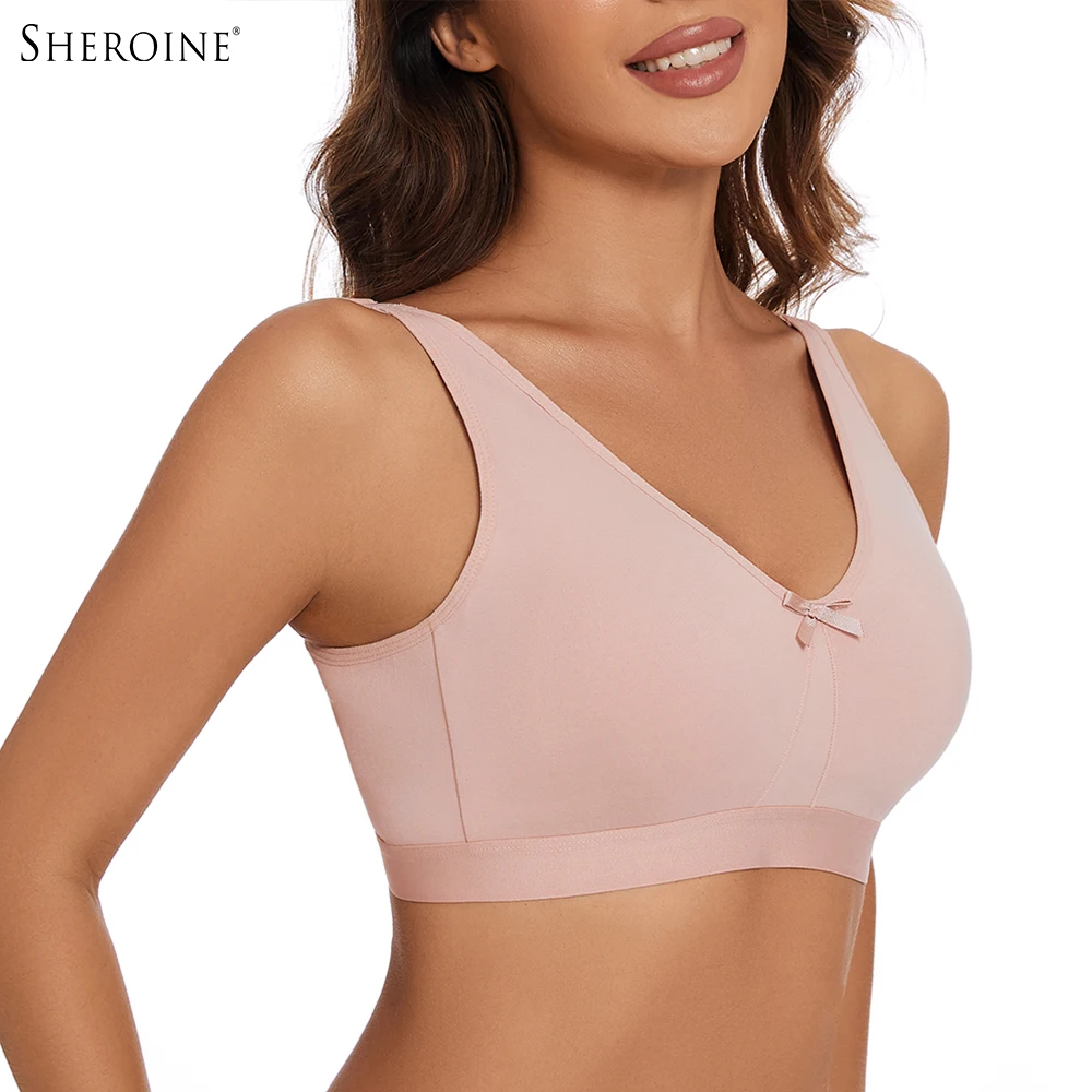 Sheroine Plus Size Women Wireless Bras Full Coverage Soft Seamless Underwear Breathable Push Up Lingerie Non-Padded Comfort Bra