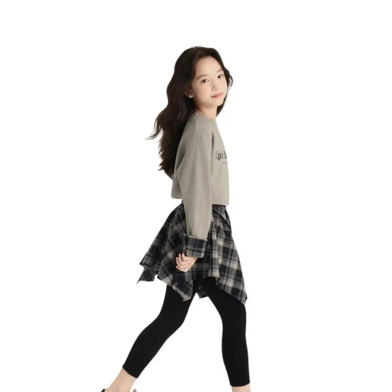 

Kawaii Girl Fashion Tops Legging Set Student Spring and Autumn Cartoon Casual Coat Pleated Skirt 2-Piece Set Children's Clothing