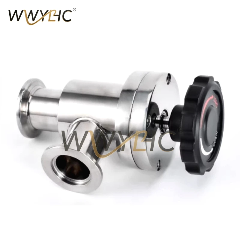 Sanitary High Vacuum L-type Flapper Valve - SUS304 Stainless Steel Manual KF16/KF25/KF40/KF50 Gas Safety Industrial Lab Use