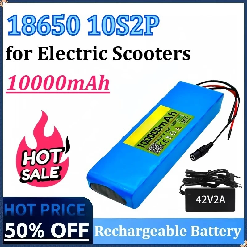 

New 18650 10S2P 36V 10000mAh Rechargeable Lithium-ion Battery Pack for Electriccooters High-Capacity Replacement XT-60/T Plug