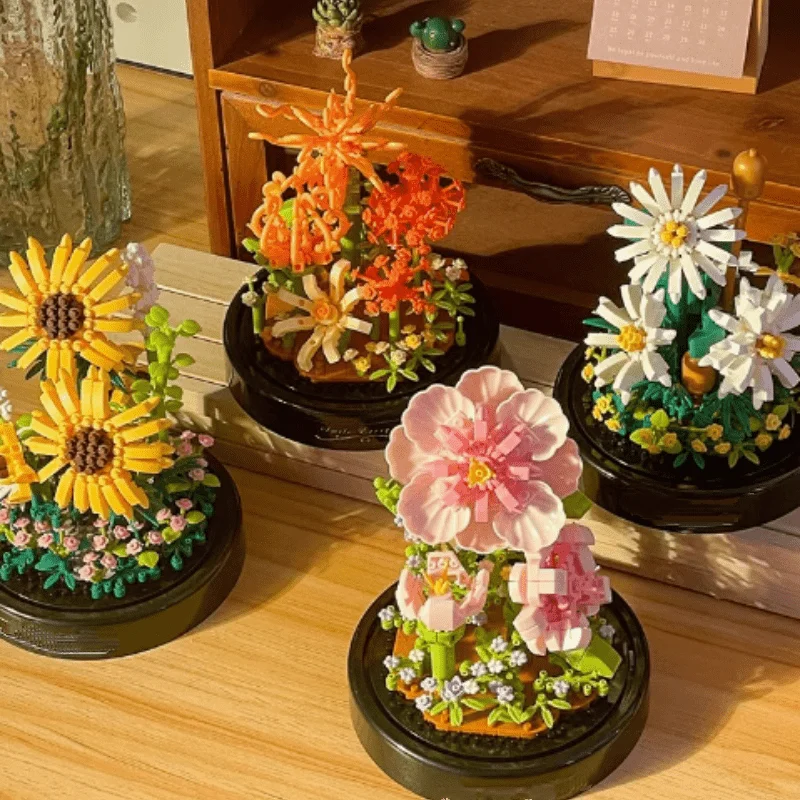 Eternal Bouquet Rose Building Blocks Flower Building 3D Set DIY Eternal Bouquet Display  Brick Toy for Home Office Decor - view 4