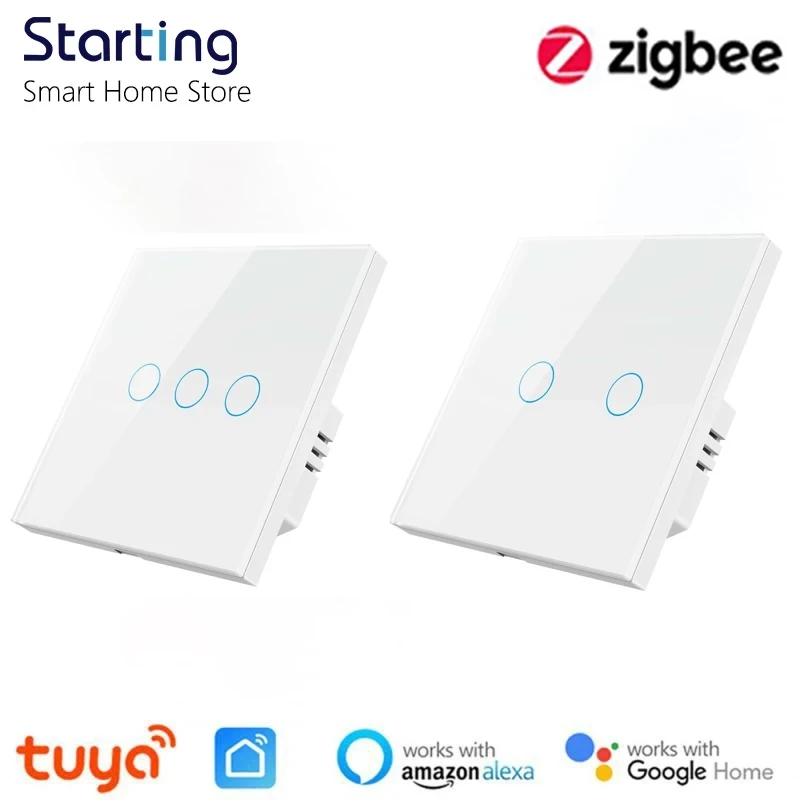 Tuya Zigbee Light Switch Smart Home Wall Switch APP Voice Control Wireless Touch Switch Work With Alexa Google Home