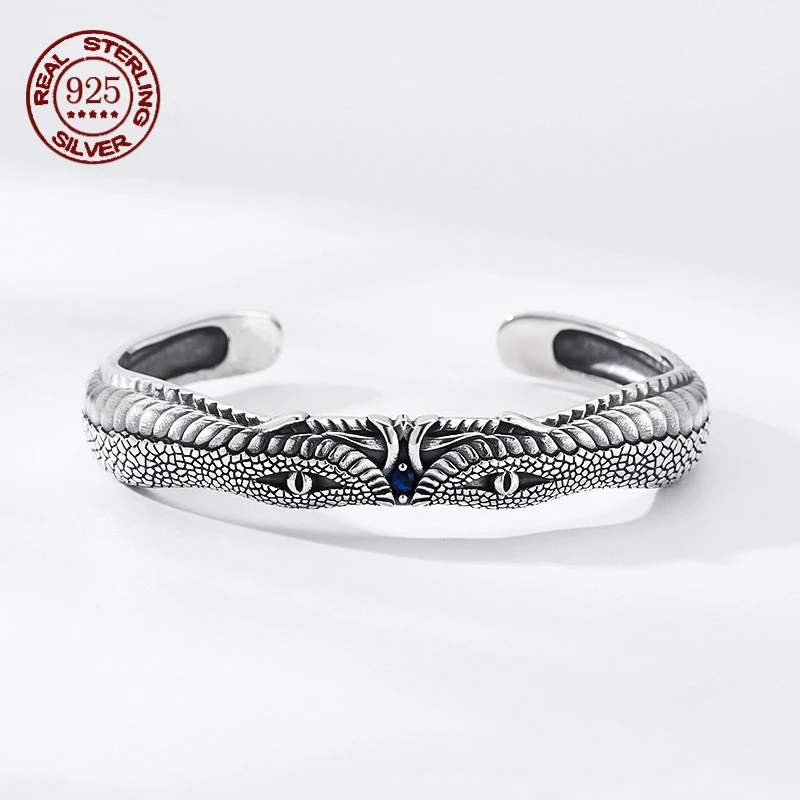 

Factory Price S925 Sterling Silver Retro Domineering Snake-Shaped Bracelet Men's Opening Fashion Personality Bracelet Gift