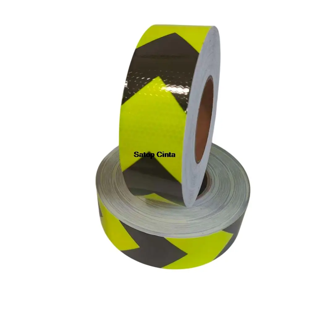 5cm*25m Arrow Reflective Safety Tape Fluorescent-Yellow-Black Reflectors Sticker Waterproof Outdoor Conspicuity Film For Vehicle