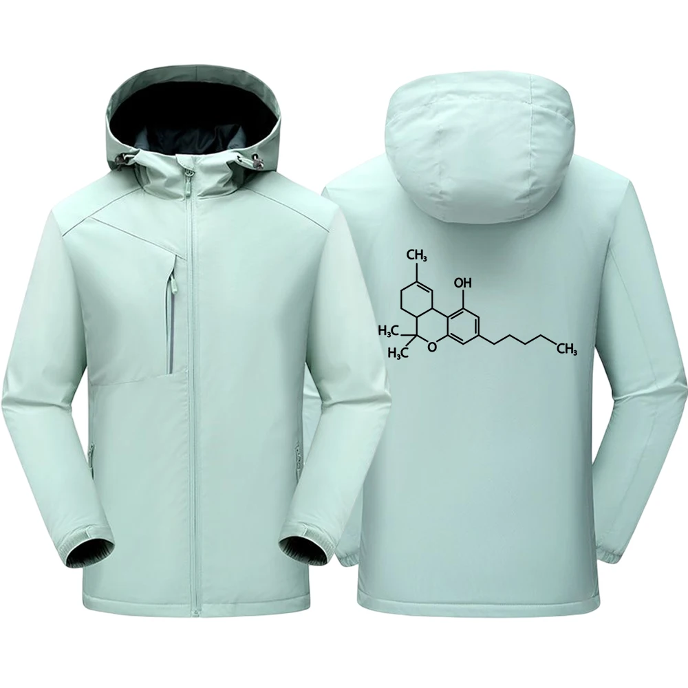 THC Molecule Creativity Print Men Zip Up Long Sleeves Simple Pocket Jackets Fleece Outdoors Clothing Comfortable Warm Mans Coat