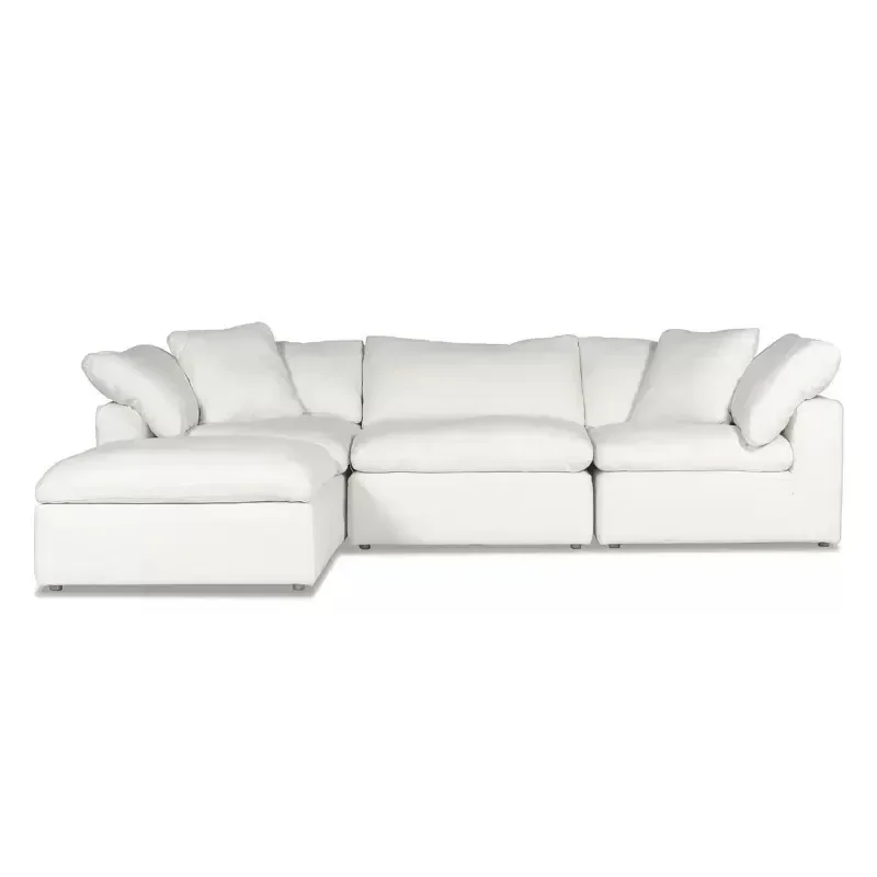 Compressed roll bag sofa, cotton and linen fabric small apartment living room cream color removable and washable