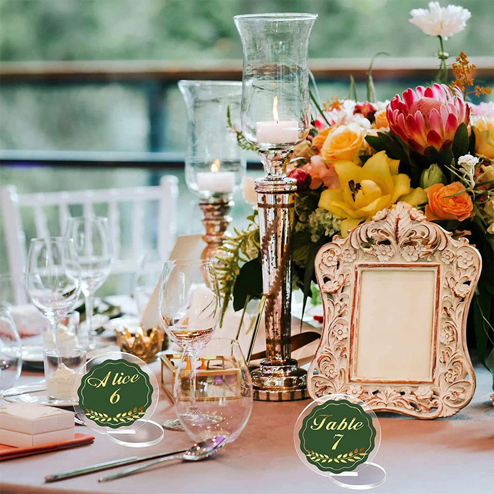 

10pcs Table Number Signs Acrylic Wedding Banquet Cards Round Ceremony Decor Party Reusable Name Plates Lightweight
