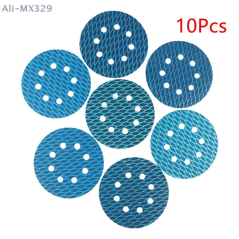 {MX329} 10 قطع أقراص صنفرة على شكل معين مقاس 5 بوصات و8 فتحات مع دعم لاصق 60-400 ورق صنفرة للنجارة #4