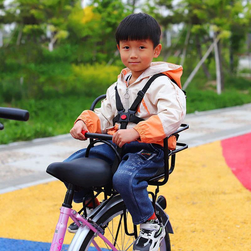 New Child Seat Safety Baby Bicycle Seat Bike Front Kids Saddle with Foot Pedals Support Back Rest for MTB Road Bike