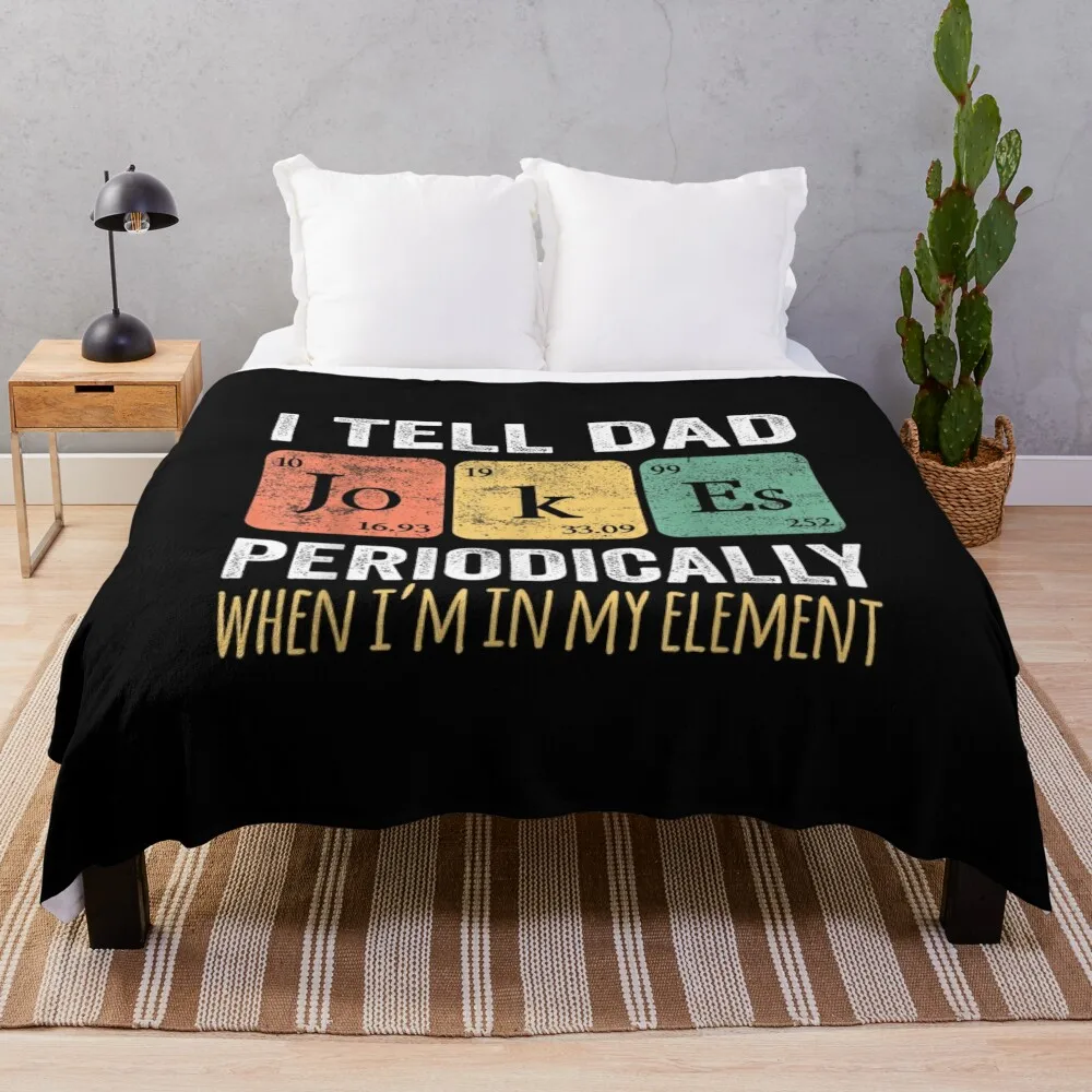 

Dad Jokes Periodically Element T-Shirt, Classic Fit, Short Sleeve, Black, Adult Throw Blanket Furry Fashion Sofas Cute Blankets