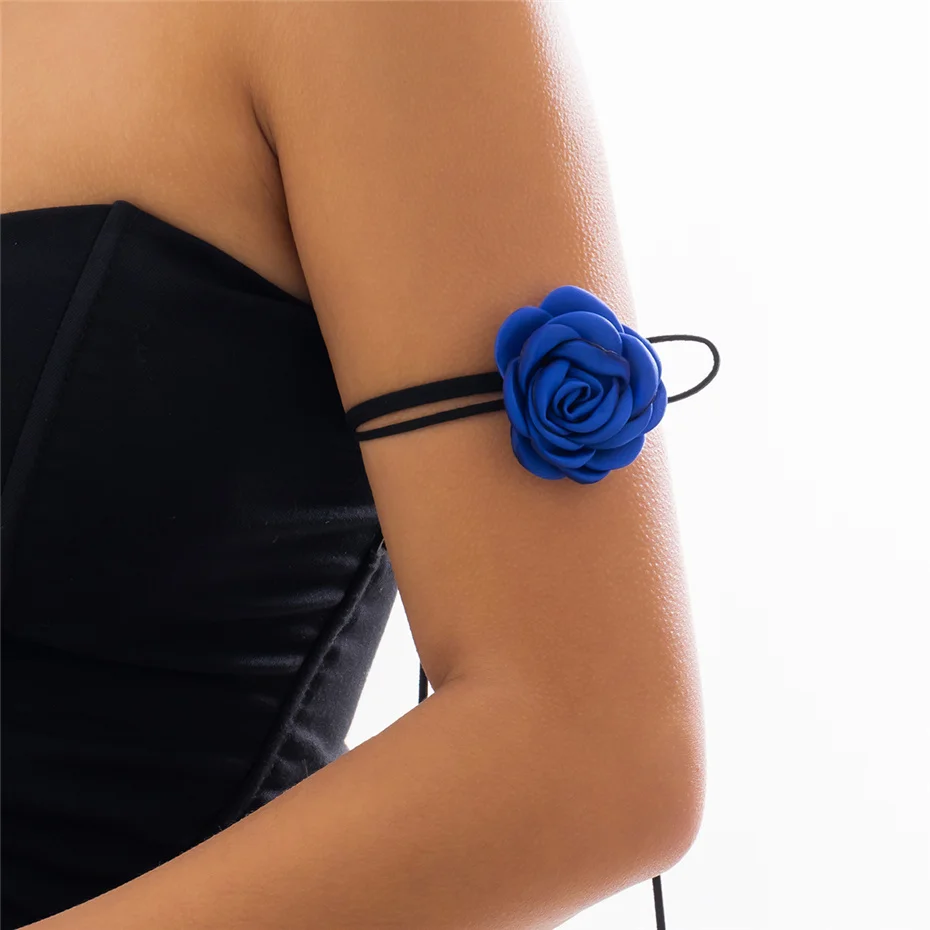 Romantische Gothic Große Rose Blume Schlüsselbein Kette Halskette für Frauen Damen Koreanische Mode Einstellbare Seil Halsband Y2K Zubehör – Detail 13