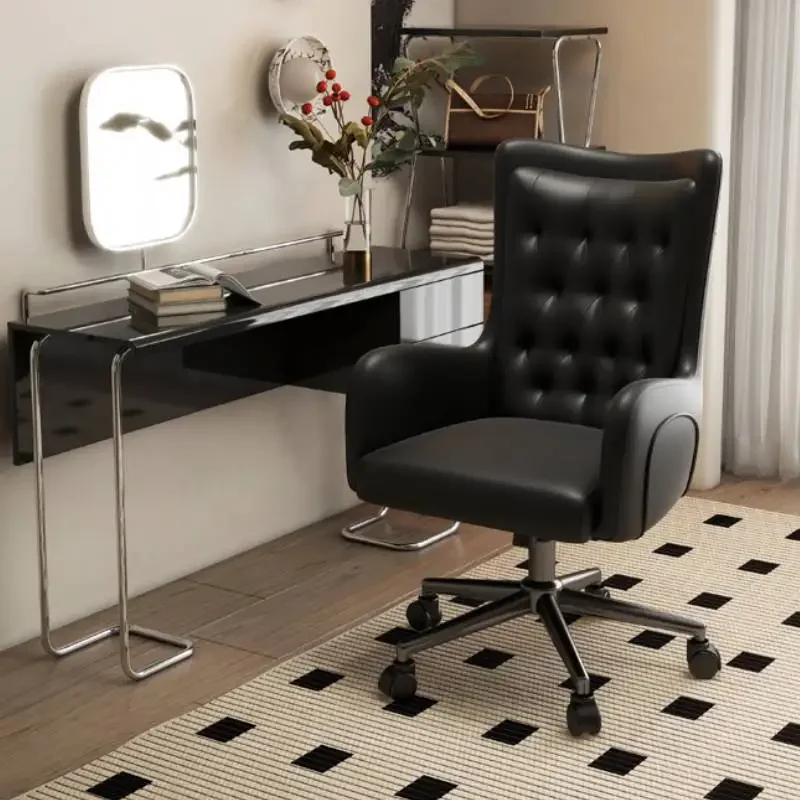 Silla De oficina con soporte para ordenador, silla De oficina cómoda y moderna giratoria con acento, muebles nórdicos ergonómicos con respaldo alto