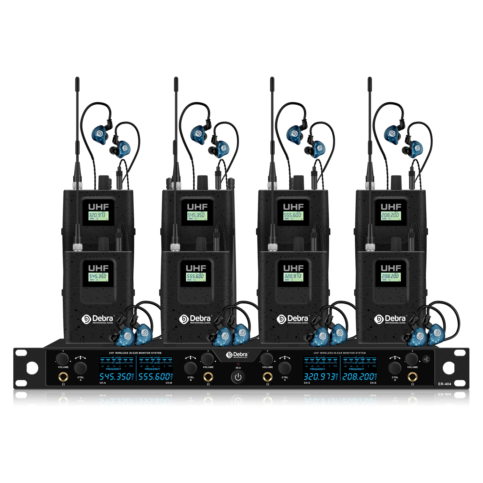 Debra ER-404 Professionelles Kabelloses In-Ear Monitoring System, Infrarot-Synchronisation, mit Mehreren Empfängern, für Bühneneinsatz – Detail 20