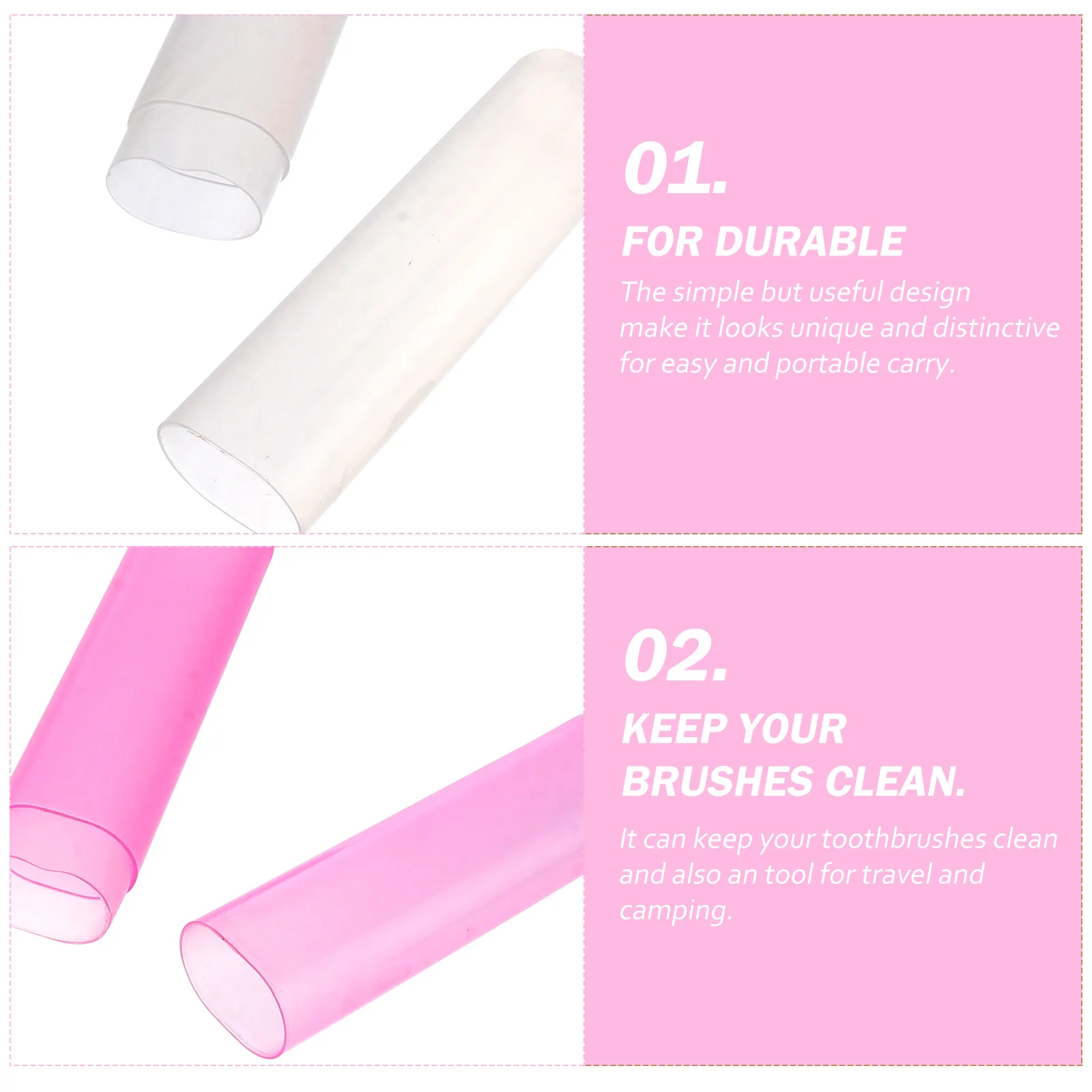 4Pcs Portable Toothbrush Container Sturdy Build Compact Size for Travel Camping Hygienic Brush Protection Case