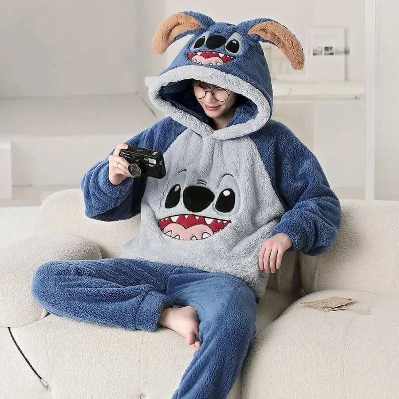 Sleepwear Family Pajamas Anime Pijama Men Hoodies Couples Warm Cartoon Pyjamas Soft Thicken Homewear Matching Sets Winter