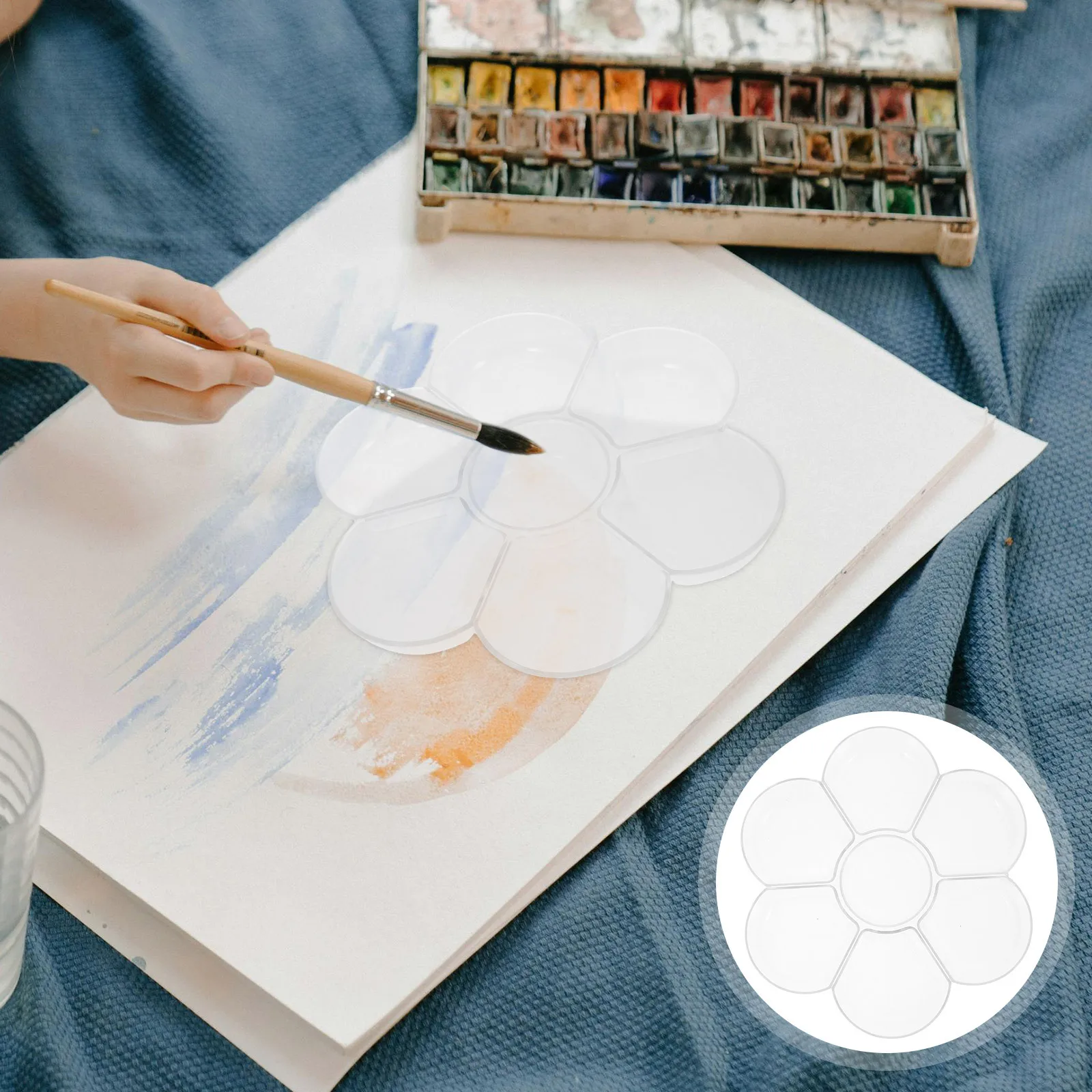 Bandeja de pintura transparente de 3 uds., 7 compartimentos, suministro de arte transparente para estudiantes, paletas de plástico para mezclar pigmentos de acuarela, versátiles para aceite