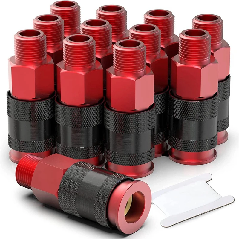 

12PCS Aluminium 1/4-Inch Male AMT Universal Air Coupler Universal Quick Connect Air Coupler