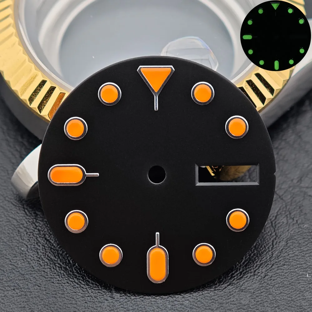 قطر قرص 28.5 ملم حركة NH36 قرص مضيء مع ملحقات ساعة تقويم مزدوج قرص قابل للتخصيص شعار DIY