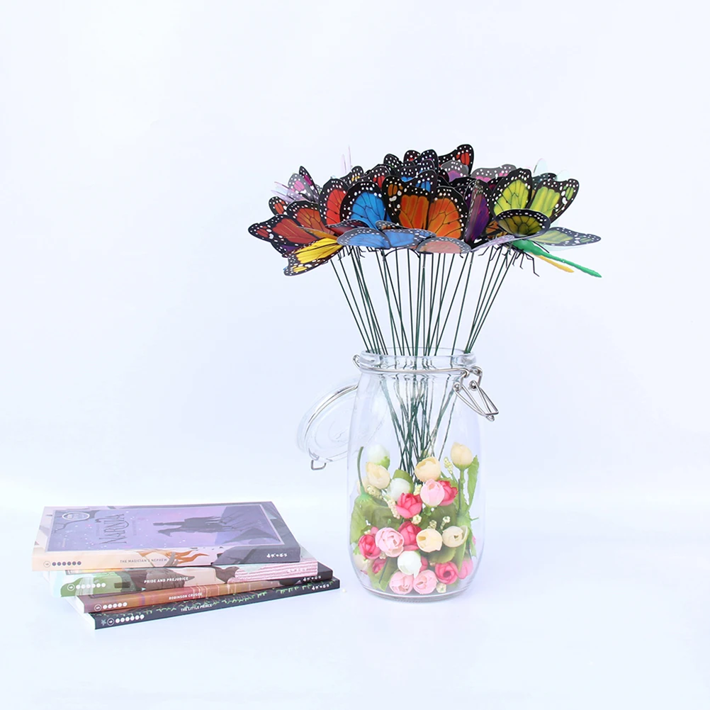 

24pcs Artificial Butterfly Dragonfly Stakes Vibrant Garden Decor Waterproof PVC stakes for garden decoration