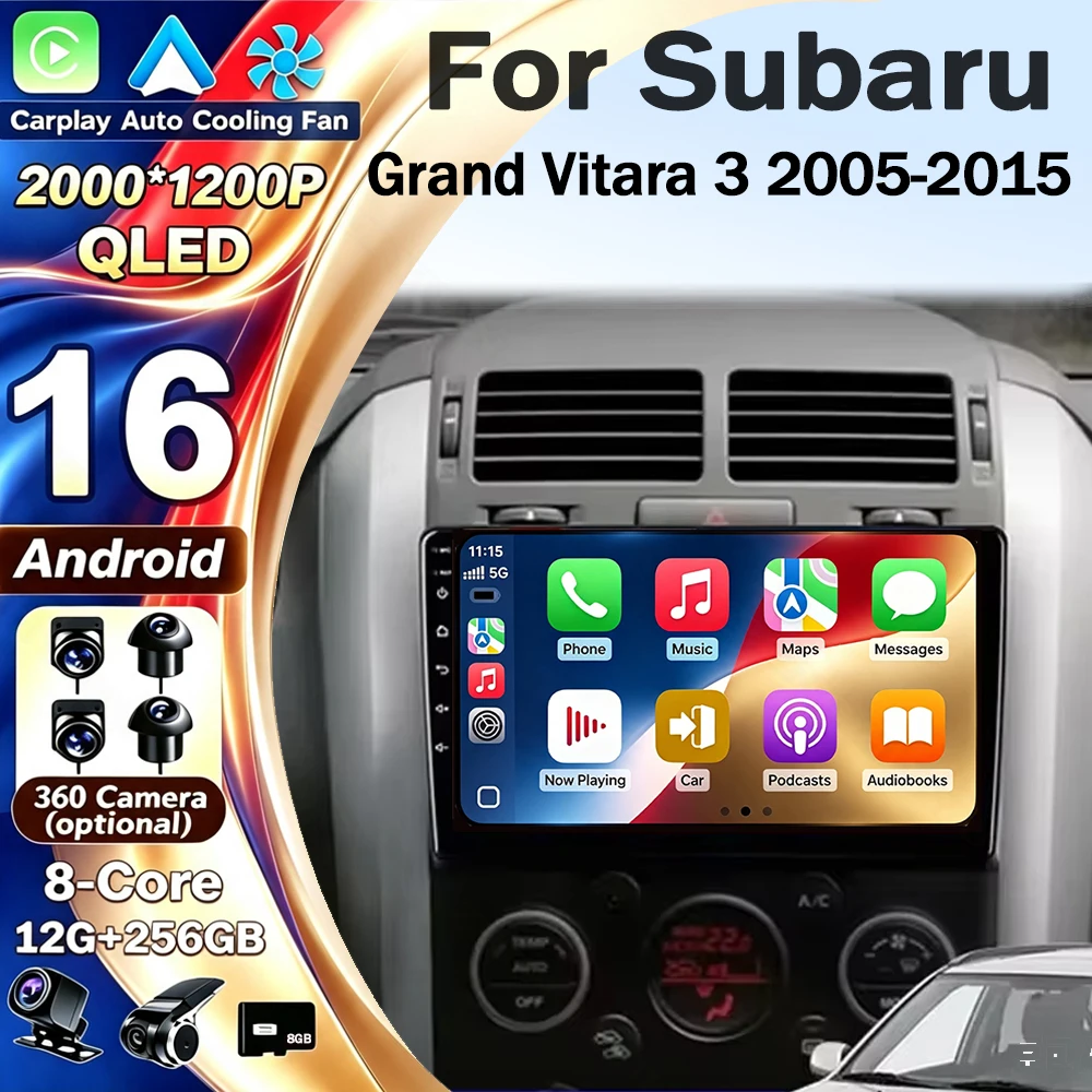 Android 16 CarPlay&Auto Für Suzuki Grand Vitara 3 2005-2015 Autoradio Stereo GPS Navigation Multimedia Player Drahtloses WIFI BT