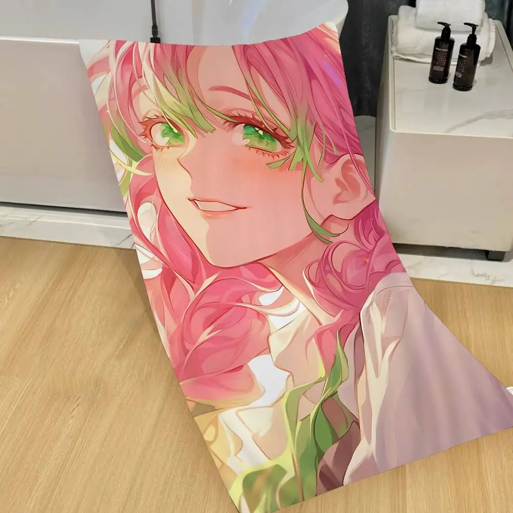 Anime K-Kanroji M-Mitsuri Beach Towel Colorful Bath Towels for Girl Microfiber Quick Dry Custom Sand Free Beach Yoga Spa Gym