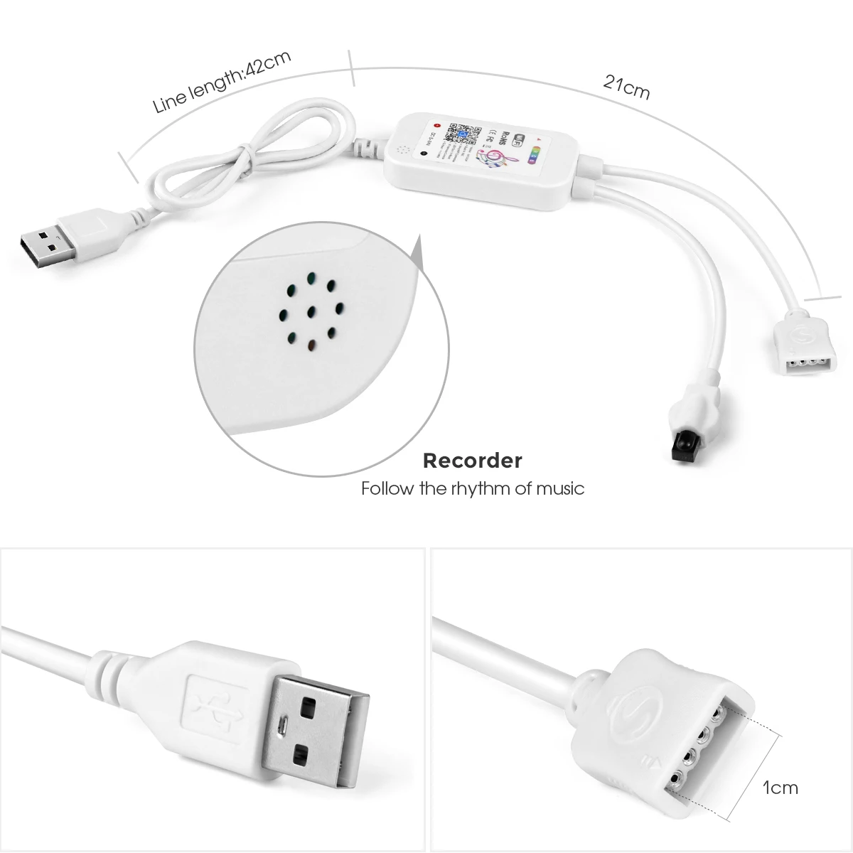 DC5V Tuya APP Wifi LED RGB Controller and Remote，Work With Alexa and Google home For 5V 4 Pin RGB LED Strip and RGB Neon Strip