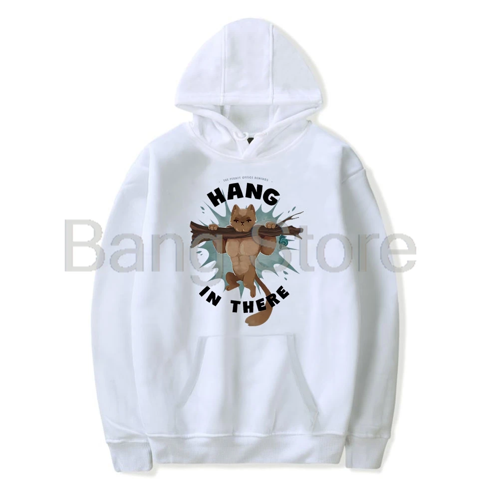 Grian Hang in There Permit Office Cat Hoodie Sweatshirt Women Men Long Sleeve Fashion Pullover Unisex Clothes