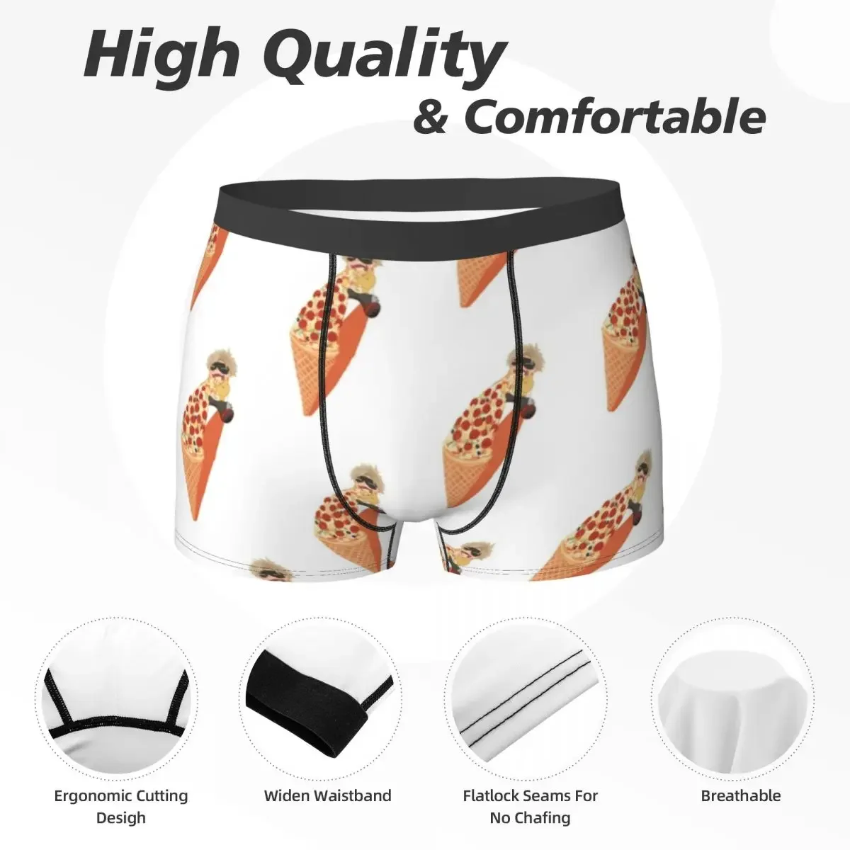 Boxer Underpants Shorts Fatgum Pizza Panties Men Ventilate Underwear for Homme Man Boyfriend Gifts