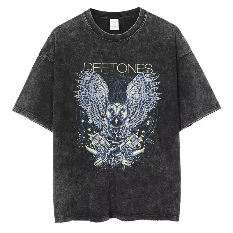 

Hip Hop Deftones Men Women Plus Size Summer Washed T Shirt Vintage Print Cotton Tshirt Fashion Design Tee Streetwear Unisex Top