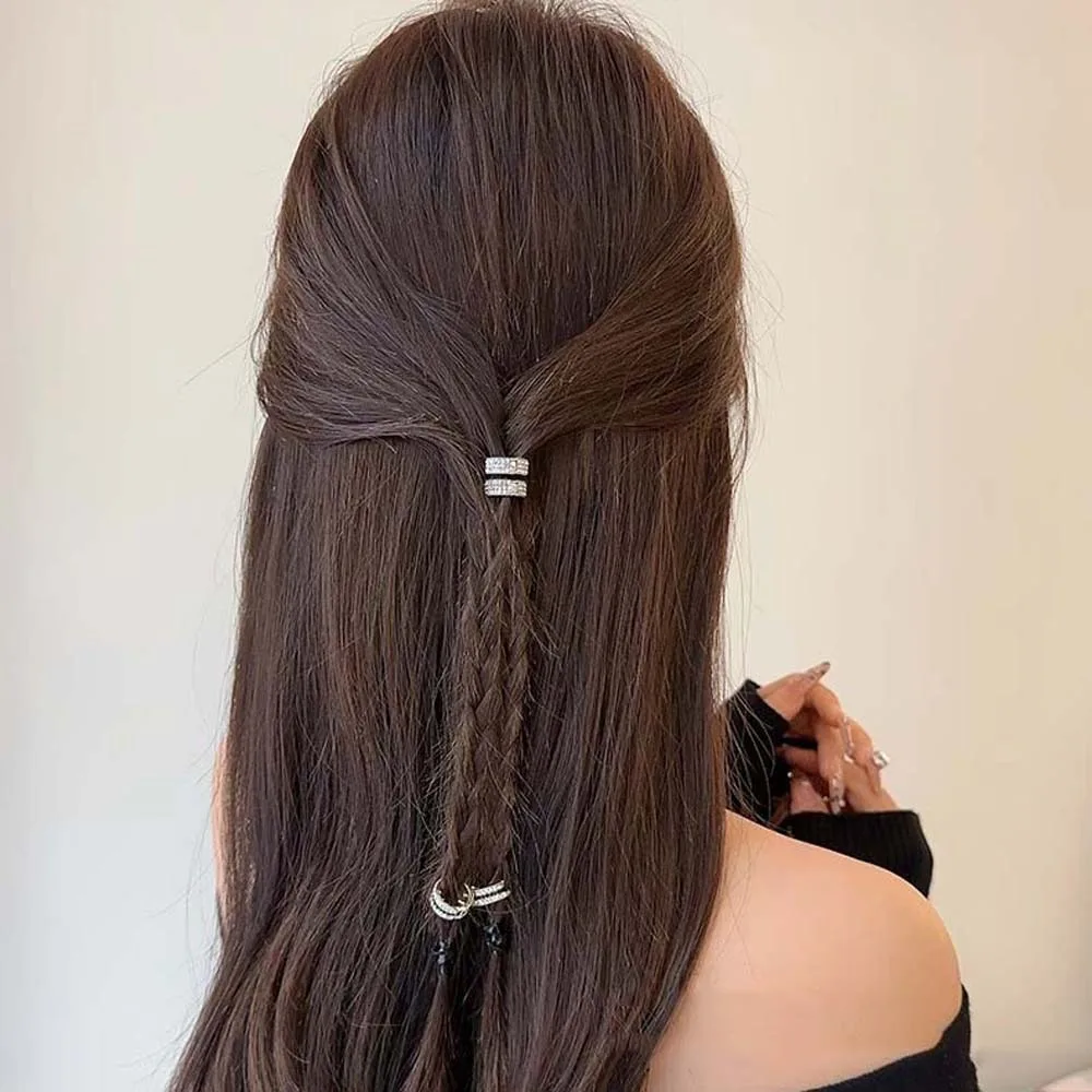 2/4/6 قطعة/المجموعة Y2K الشعر جديلة أنابيب الجوف خارج مقاطع معدنية الفضة جولة مشبك شعر سحر مقاوم للماء الشعر الدائري ل الضفائر الاطفال