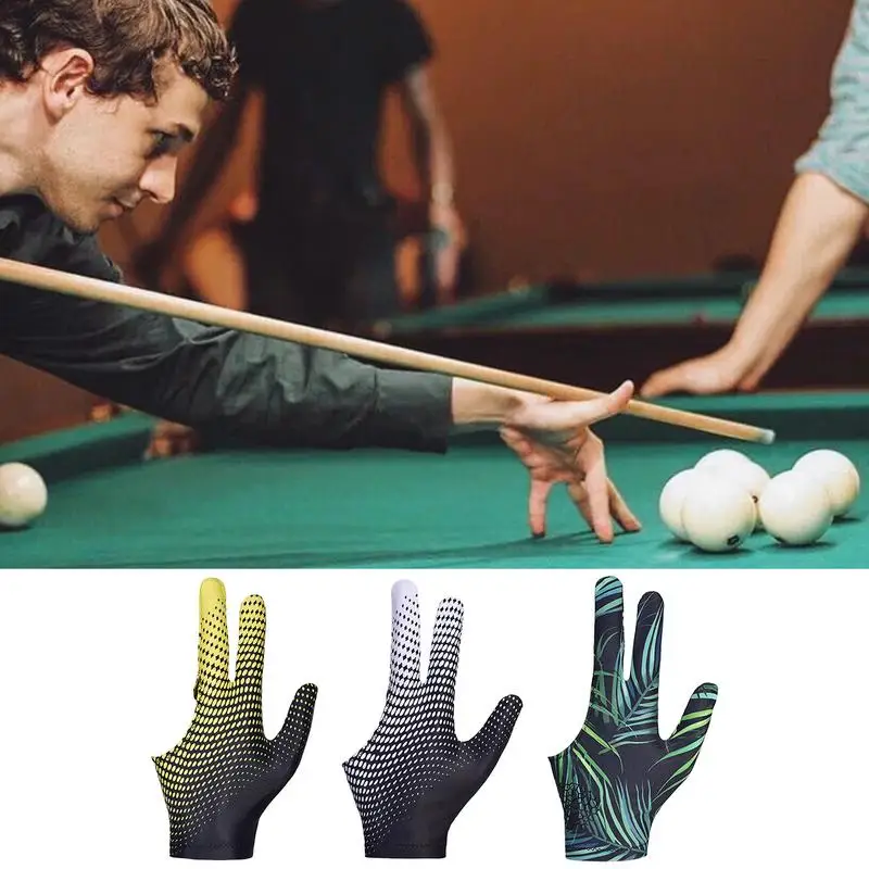 3 Finger Billiards Glove Left/Right Hand Billiard Glove Non-Slip Elastic Billiard Training Gloves Accessories