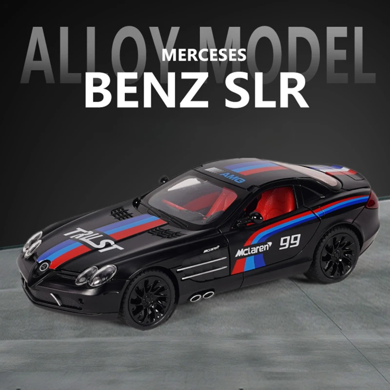 

Simulation 1:24 Benz SLR Graffiti Edition Alloy Car Model with Sound and Light Diecast Sports Car toy Ornament Children's Gift