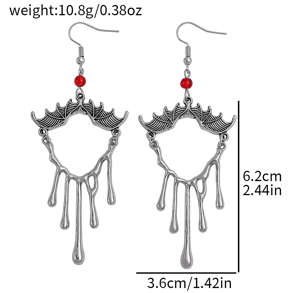 Dark style bat shaped long earrings, trendy and personalized accessories, eye-catching and versatile for daily wear - view 2