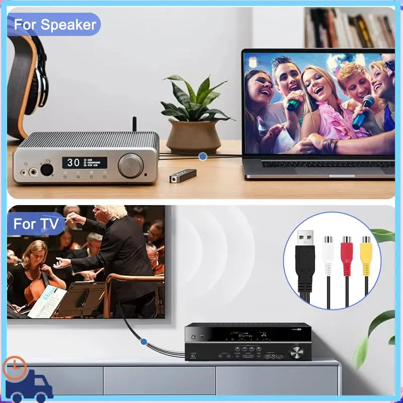 Latest USB To 3RCA Cable USB Female To 3 RCA Rgb Video AV Composite Adapter Converter Cable Cord Connector Lead For TV PC DVR