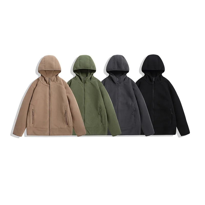 2023 Autumn/Winter New Fashion Men's Thickened Hooded Cotton Clothes Solid Color Simple Casual