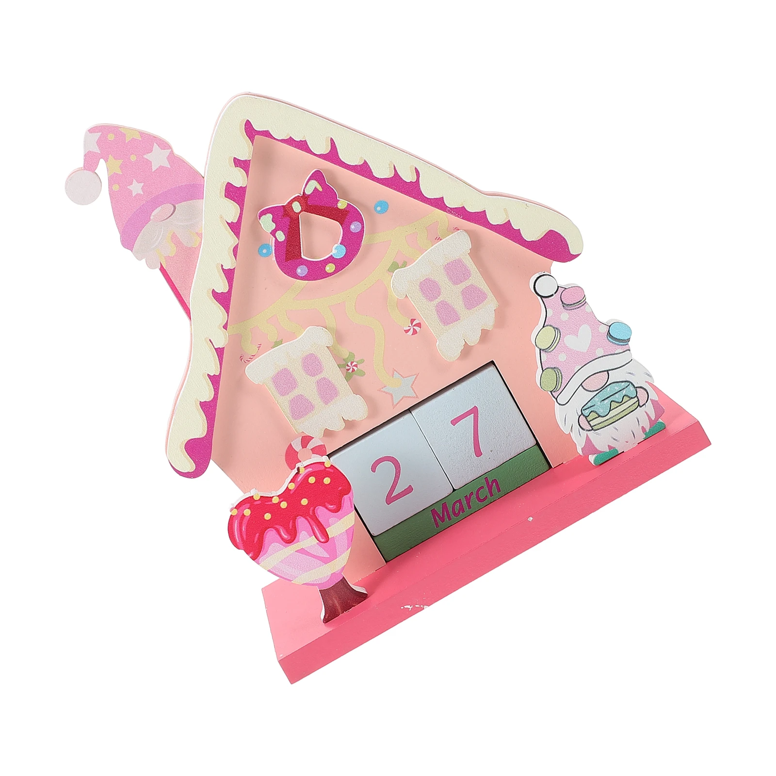 

1 set 1 Set Wooden Desk Cute Rotating Perpetual Calendar Decor Desktop Home Decoration Date Display