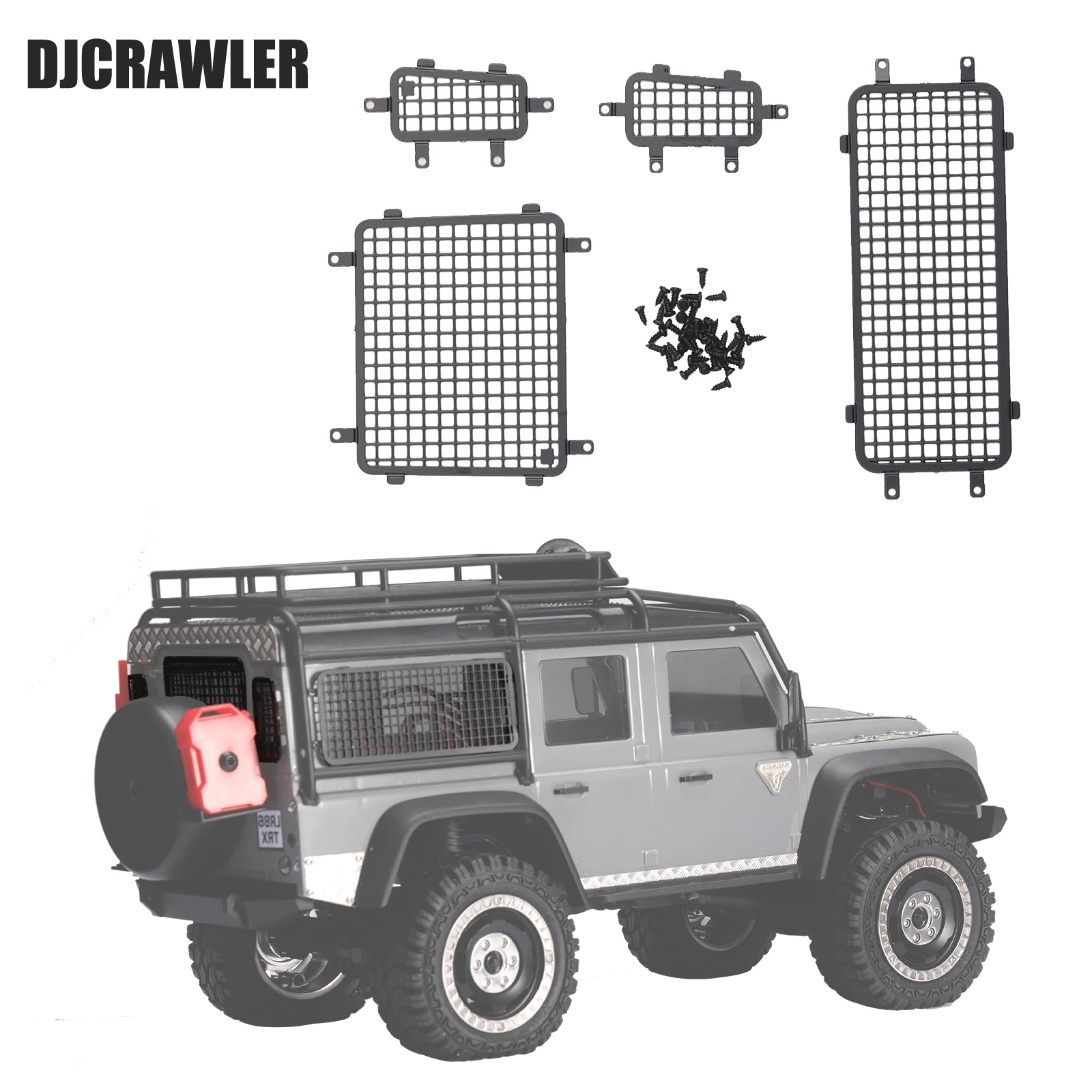 

DJC 1/18 Metal Stereo Window Mesh Side Rear Window Mesh for TRX4M Defender D110 RC Car Climbing Car Upgrade Accessories Parts