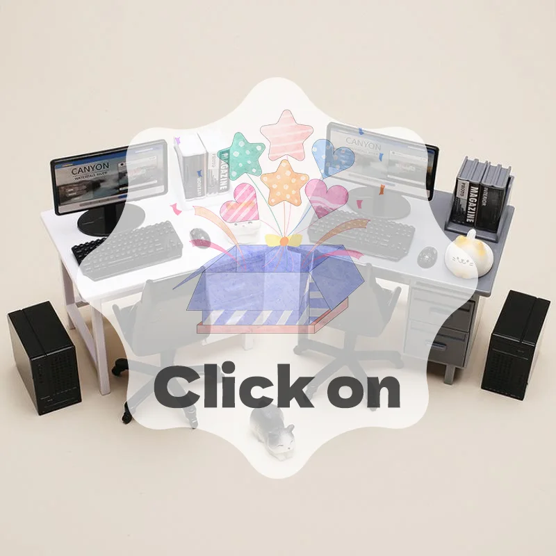 1 Set 1/12 Scale Dollhouse Miniature Furniture Kit With Computer Keyboard Desk Chair Miniature Scene Model Home Study Room Decor
