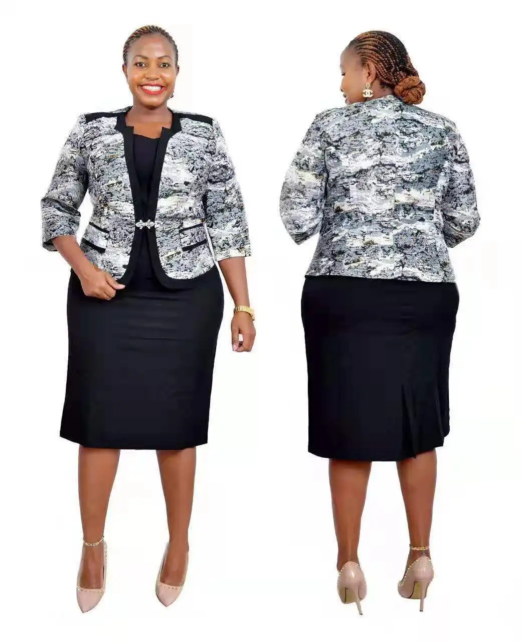 

2 Piece Set African Office Lady Dresses For Women Coat And Dress Autumn Winter New Bazin Riche Traditional Africa Clothing