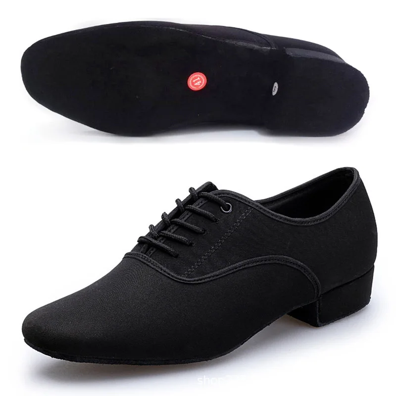 Men Modern Dance Shoes Boys Canvas Latin/Tango/Ballroom Shoes Rubber/Soft Sole Low Heels Man Dancing Shoes Black Professional