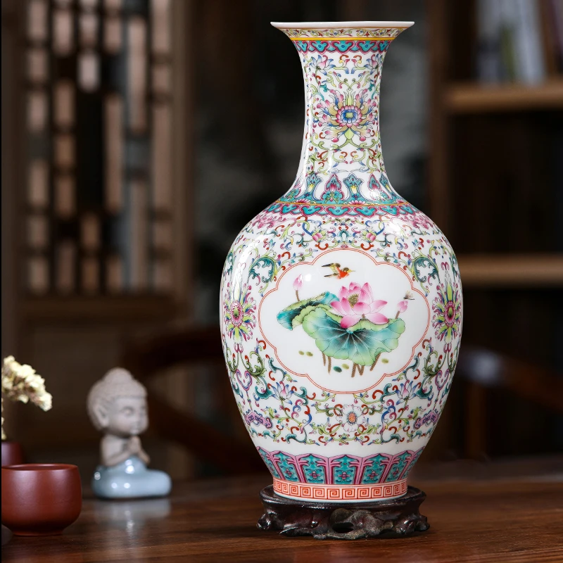 Jingdezhen Ceramic Flower VasesNew Chinese Style Home Furnishings Living Room Decorative Items