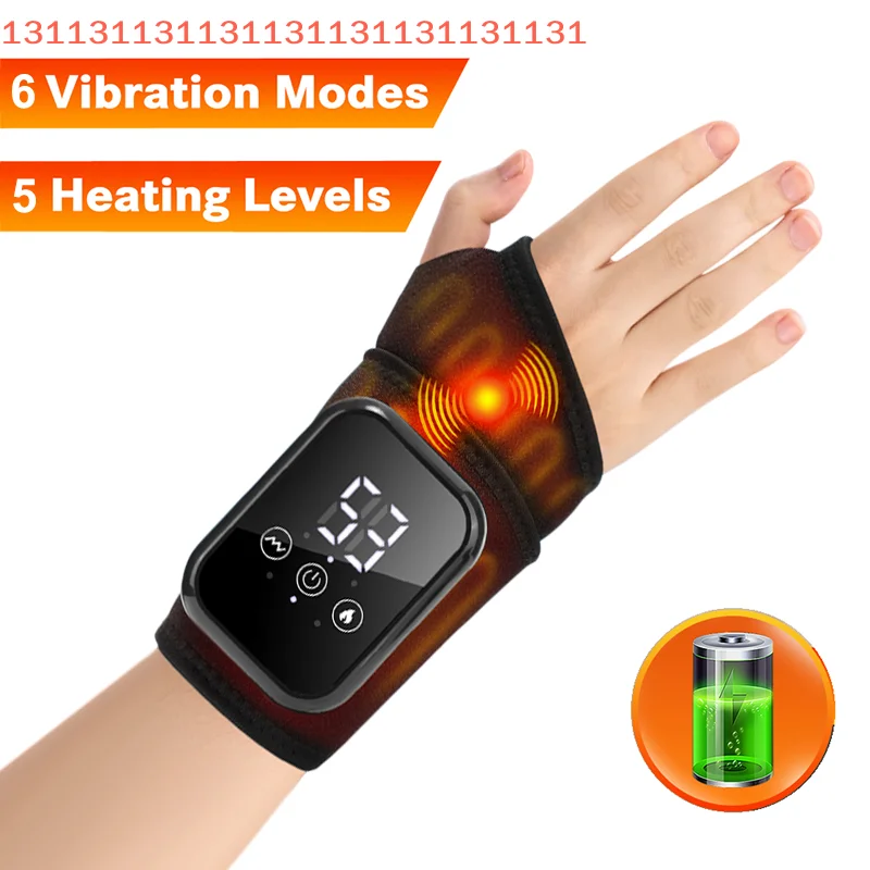 

Cord-Free Heated Wrist Brace with Massage Setting, Wireless Recharging for Carpal Tunnel Pain Management