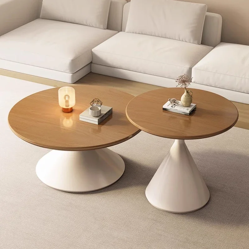 

Coffee Tables Size Suit Cream Wind Solid Wood Rock Board Simple Modern Minimalist Round Coffee Table Living Room Furniture